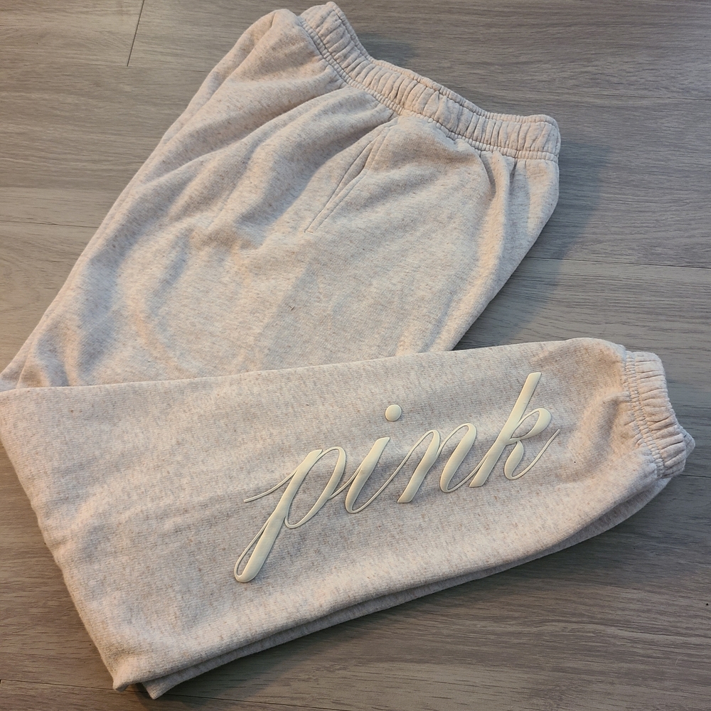 PINK Victoria's Secret Light Gray Womens XS Sweatpants W/ Pockets Drawstring